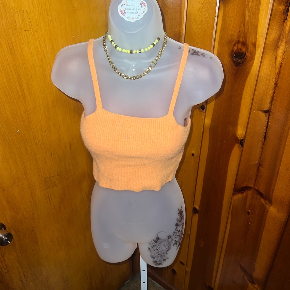 Orange Ribbed Crop Top